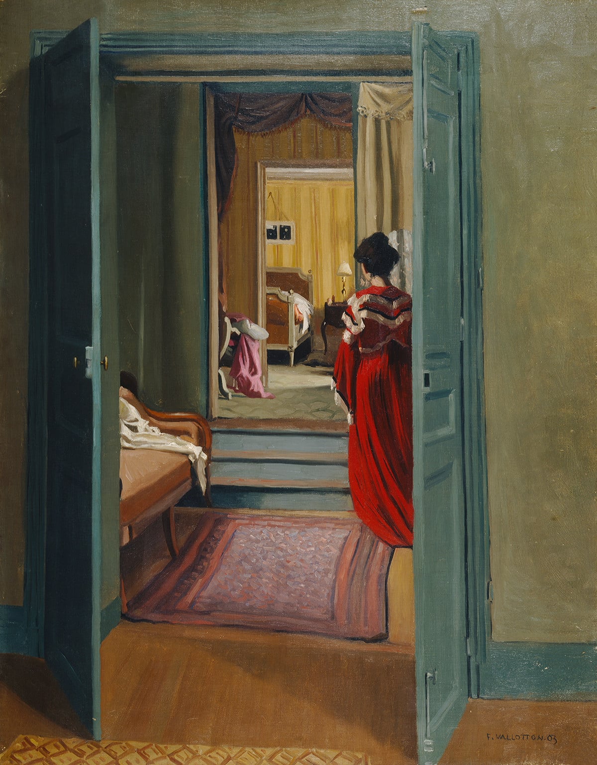 Félix_Vallotton,_1903_-_Intérieur_avec_femme_en_rouge_de_dos